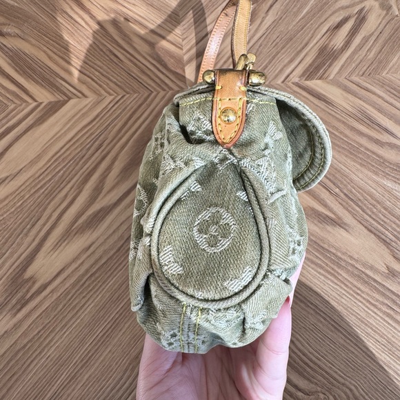 Authentic gently used Louis Vuitton Monogram mini Pleaty green denim bag - Picture 6 of 7